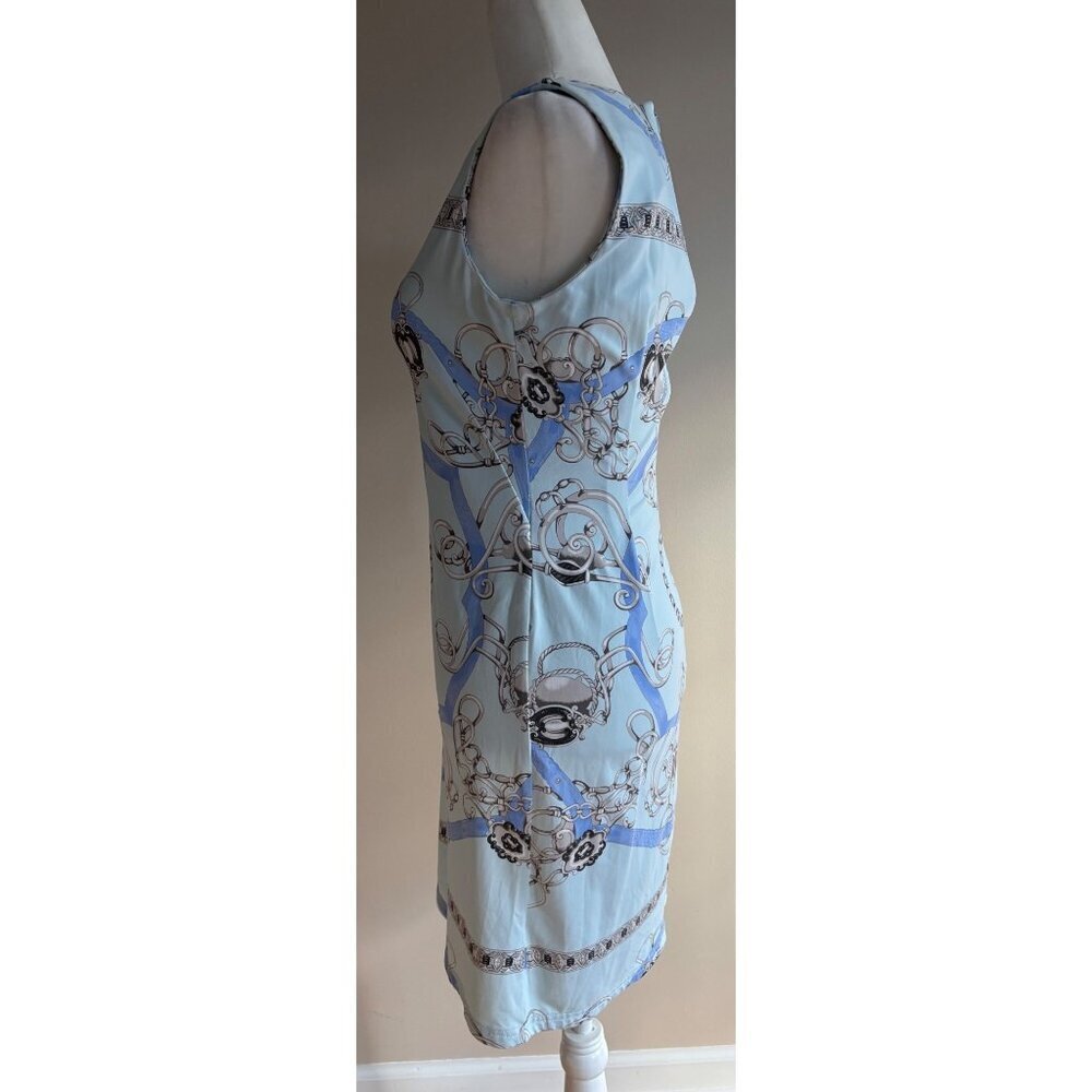 J.McLaughlin Catalina Cloth Equestrian Print Sleeveless Sheath Dress Blue XS - Picture 6 of 14